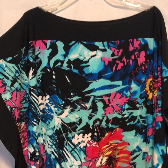 Cache Top New Dolman Sleeve Banded Bottom Stretch Multi Color Tropical $108 NWT - Picture 11 of 11